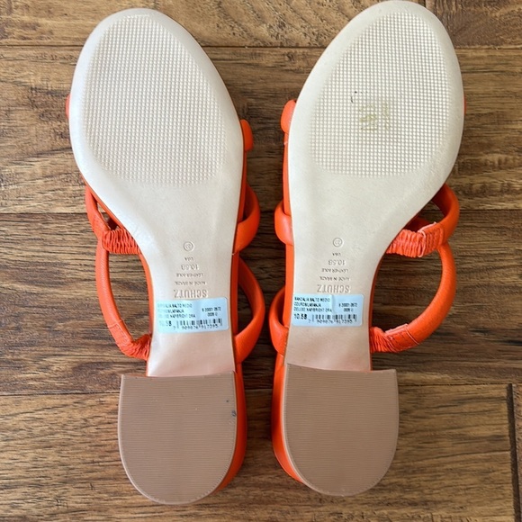 SCHUTZ Olly Block Heel Sandal in Bright Orange Size 10.5 New in Box NIB - Picture 12 of 14